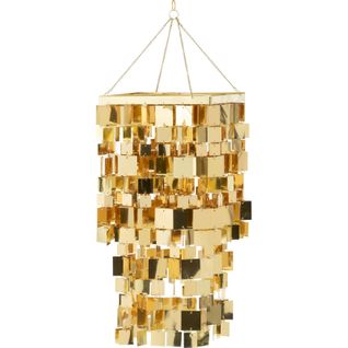 Abat Jour Chandelier Carré Doré Effet Miroir Élégant