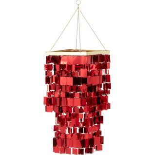 Abat-jour Chandelier Carré Pvc Rouge Effet Lumineux Moderne