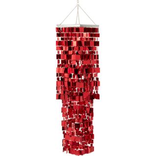 Abat-jour Chandelier Carré Pvc Rouge Effet Moderne Élégant