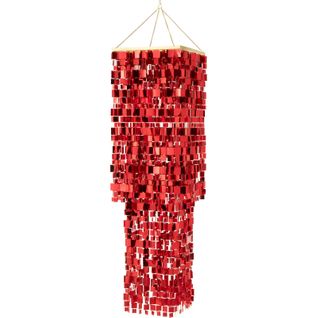 Abat-jour Chandelier Carré Pvc Rouge Pour Suspension Élégante
