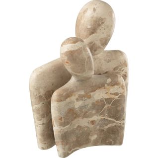 Figurine Couple Câlin En Marbre Beige Décoration Élégante