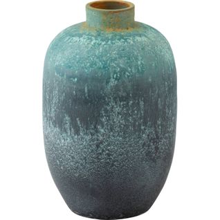 Vase Vintage En Céramique Bleu Azur Style Méditerranéen