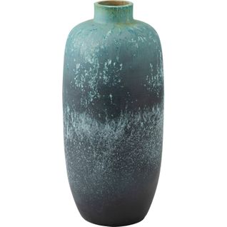 Vase Vintage En Céramique Bleu Azur Style Artisanal