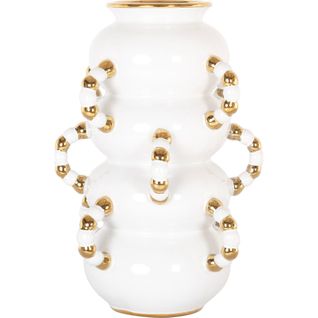 Vase Décoratif Blanc Mat Design Sculptural En Grès Élégant