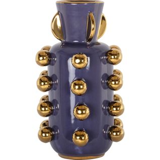 Vase Décoratif Violet Accents Dorés Style Contemporain