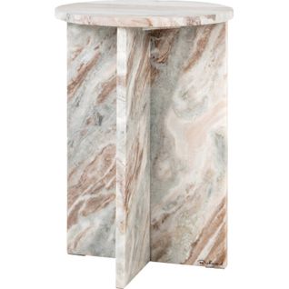 Table D Appoint En Marbre Rose Finition Lisse Élégante