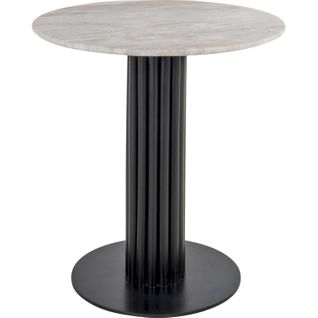 Table Bistro Ronde Avec Plateau Marbre Et Pied Bois Foncé