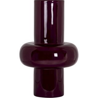 Vase Décoratif Aubergine Finition Brillante Style Contemporain