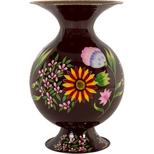 Vase Décoratif Multicolore Aux Courbes Douces Et Motif Floral