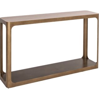 Console Élégante Avec Plateau Réversible Travertin Ou Verre Noir