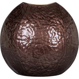 Vase Décoratif Rond Finition Brun Foncé Sculptural