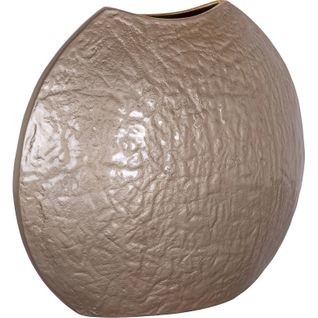 Vase Décoratif Beige Forme Ronde En Aluminium Élégant