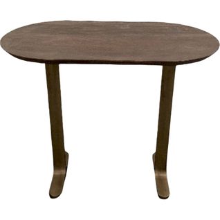 Table De Bar Élégante Finition Marron Foncé Pieds Or Brossé