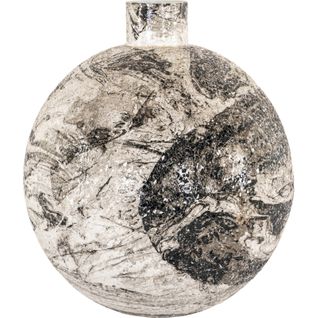 Vase Décoratif Graphique Noir Et Blanc En Fer Contemporain