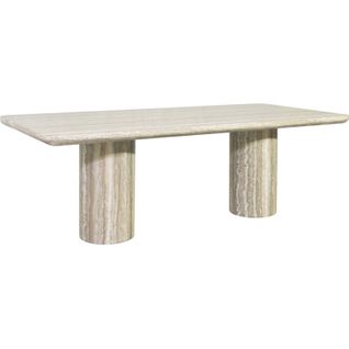 Table à Manger Design Gris Travertin Effet Marbre Sculptural