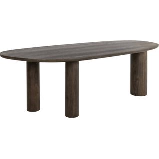 Table à Manger Ovale Élégante Finition Chêne Brun Raffiné