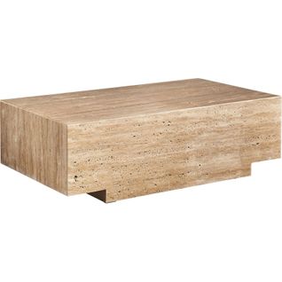 Table Basse Art Déco En Travertin Beige Finition Naturelle