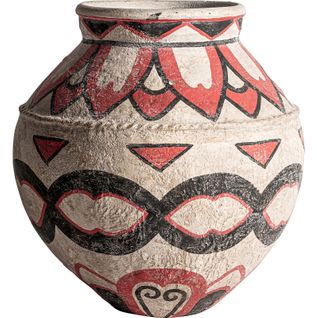 Vase Ethnique Multicolore En Terracotta Finition Naturelle