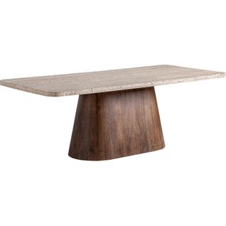 Table Salle à Manger Travertin Style Art Déco Finition Artisanale