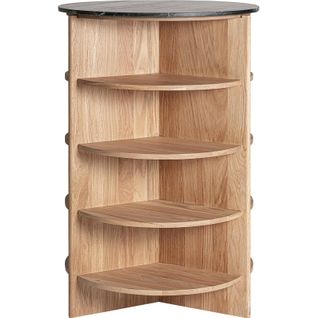 Table Basse Contemporaine En Chêne Et Marbre Brun Clair