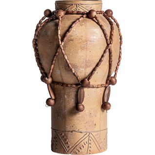 Vase Terracotta Marron Style Art Déco Finition Vieillie