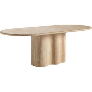 Table De Salle à Manger En Travertin Brun Clair Style Art Déco