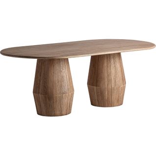 Table Contemporaine En Bois De Manguier Et Marbre Brun Clair