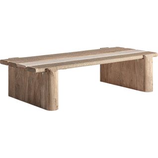 Table Basse Design Contemporain En Bois De Manguier Et Marbre Marron