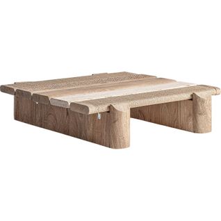 Table Basse Contemporaine En Bois De Manguier Et Verre Vieilli