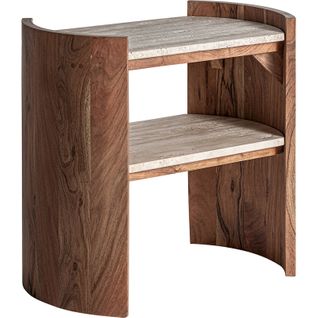 Table Basse Travertin Beige Style Contemporain Finition Artisanale