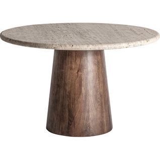 Table De Salle à Manger En Travertin Style Art Déco Beige