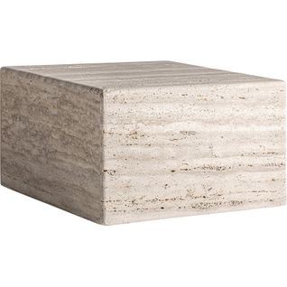 Table Basse Travertin Beige Style Art Déco Finition Vieillie