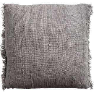 Coussin Classique Gris En Lin Et Velours Finition Marbrée Élégante