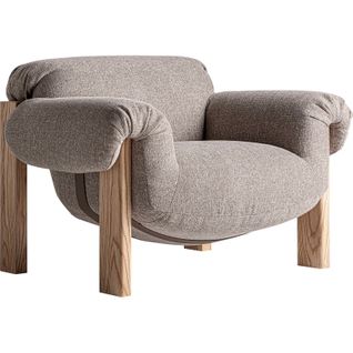 Fauteuil Contemporain Marron Assise Confortable Bois Et Polyester