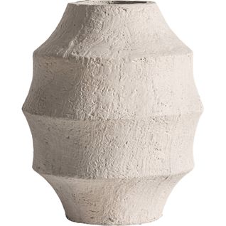 Vase Contemporain En Ciment Crème Finition Mate Pour Décoration Chic