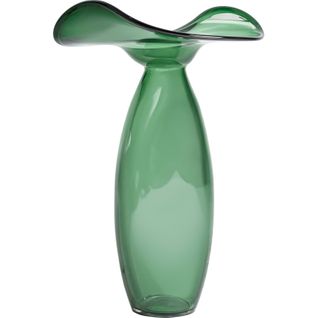Vase Design Contemporain En Verre Vert Finition Translucide