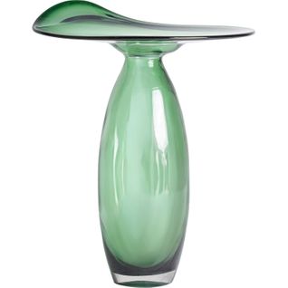 Vase Décoratif Vert En Verre Design Contemporain Sculptural