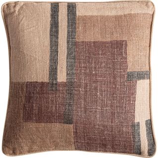 Coussin Beige En Jute Motif Géométrique Style Ethnique Chic