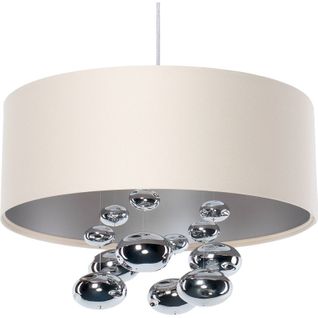 Suspension Satin Crème Élégante Avec Boules Décoratives Argentées D. 40 Cm - H16 Cm Beige