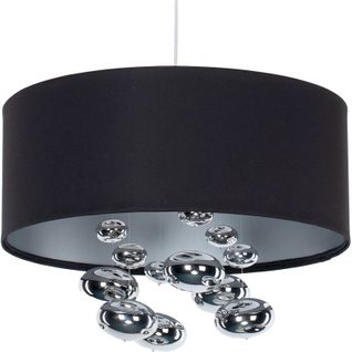 Suspension Élégante Textile Noir Et Boules Décoratives Argentées D. 40 Cm - H16 Cm Noir