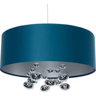 Suspension Élégante Bleu Satin Et Boules Décoratives Argentées D. 40 Cm - H16 Cm Bleu