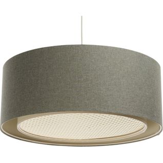 Suspension Bohème Élégante Tissu Et Rotin Pour Salon Cosy D. 40 Cm - H20 Cm Beige