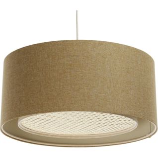 Suspension Boho Élégant Tissu Structuré Et Diffuseur Rotin Beige D. 50 Cm - H20 Cm Beige
