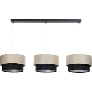 Suspension Satin Noir Et Crème Design Élégant Ajustable LED E27