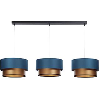 Suspension Élégante Textile Bleu Satiné Intérieur Cuivre Brillant