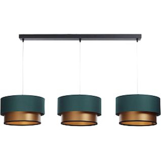 Suspension Élégante Vert Bouteille Effet Cuivré Lumière Satinée