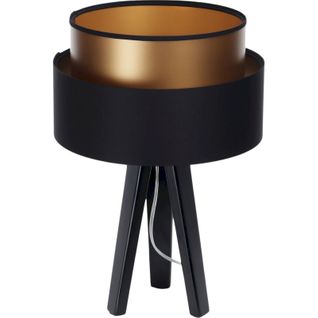 Lampe à Poser Élégante Effet Cuivre Noir Satin Intérieur Brillant