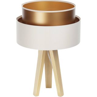 Lampe à Poser Élégante Effet Cuivre Satin Et Textile Crème