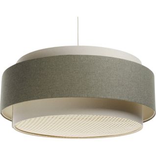 Suspension Boho Élégant Tissu Structuré Et Diffuseur Rotin