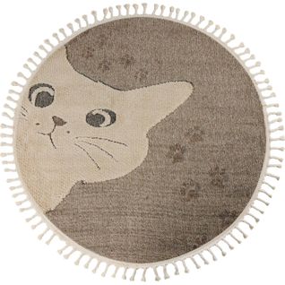Tapis Rond Enfant Chat Taupe Effet 3d Cut Loop 230 X 160 Cm Marron